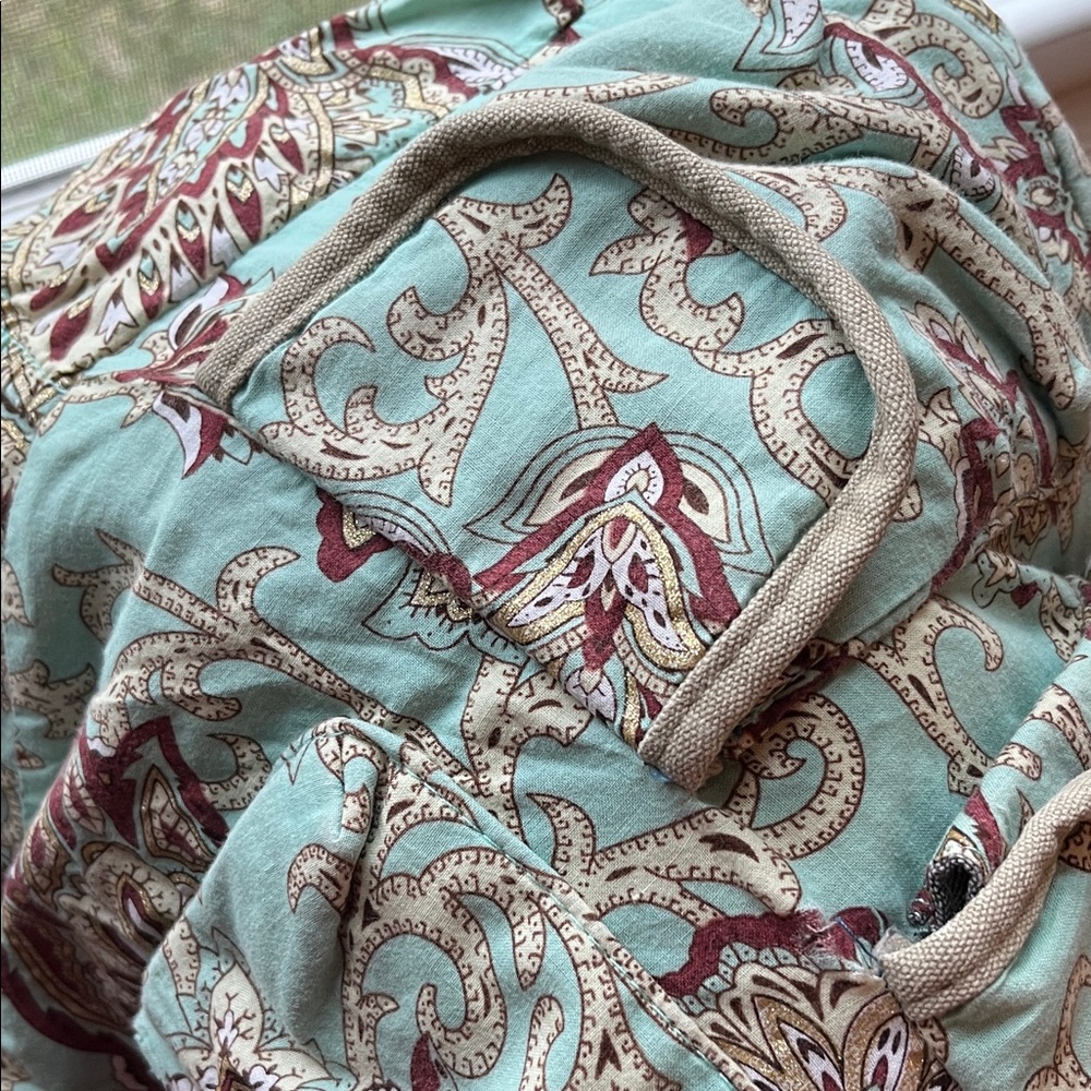 Floral Patterned Boho Drawstring Backpack - Picture 9 of 9